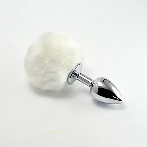 Gümüş Beyaz Tüylü Metal Anal Plug