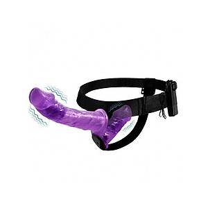Kemerli �ift Tarafl� Titre�imli Mor Strapon Lezbiyen Vibrat�r