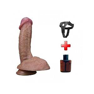 �ift Katmanl� 19,5cm Realistik Strapon Orjinal Penis