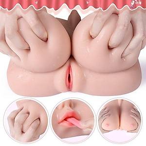 Üç İşlemli Realistik Göğüslü Oral ve Vajinal Mastürbatör