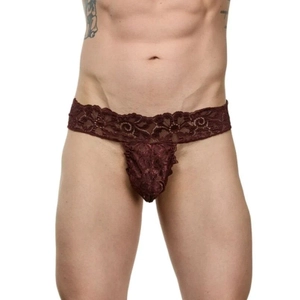 Pudra Renkli Erkek Dantelli Tanga