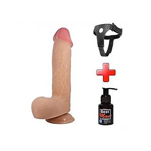 Belden Ba�lamal� �ift Katmanl� Ger�ek�i 23cm Dildo Set