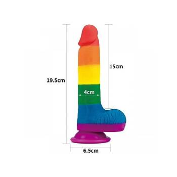 Realistik Vantuzlu Dildo Renkli Penis 20cm