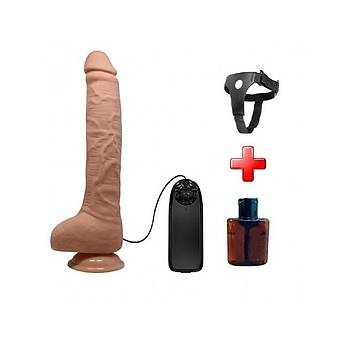 Titreimli Gereki Kaln ve Uzun Penis 28cm Kemerli Set