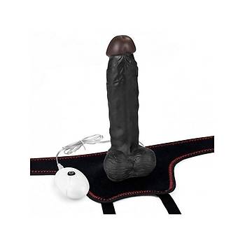 20cm i Dolu Titreimli Zenci Strapon Kemerli Dildo