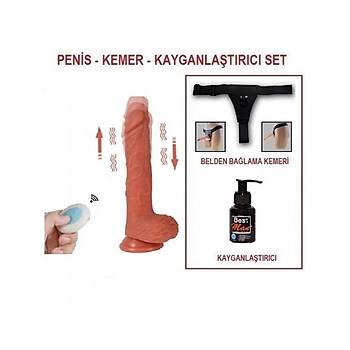 Gidip Gelmeli Vibratrl Uzaktan Kumandal Orjinal Kemerli Penis Set
