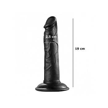 Realistik Testissiz Zenci Kemerli Dildo 19cm Penis