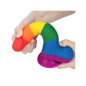 Realistik Vantuzlu Dildo Renkli Penis 20cm