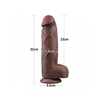 Realistik Yumuak Katmanl 31cm Kemerli Dev Melez Dildo