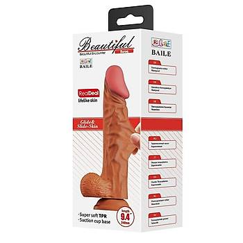 Yeni Nesil ift Katmanl Realistik Vantuzlu Kemerli 24cm Dldo