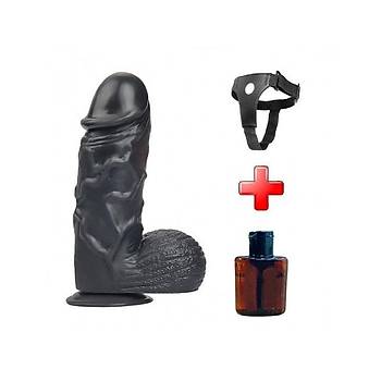 Vantuzlu Zenci Penis Kemerli Kalın Büyük Dildo
