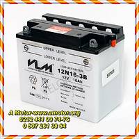 106-201	 VLM AK 12N16-3B  STANDART BEYAZ ASD YANINDA, 6 AY GARANTL VLM AK, VLM MOTORSKLET AKLER