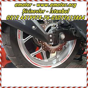 Honda Nc 750X Full K�rm�z�l� D�� Jant �eridi, Nc 750X Sticker Aksesuar Jant �erit