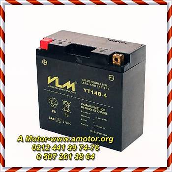 104-104	 VLM AK YT14B-4  SIYAH, ASD YANINDA, 6 AY GARANTL VLM AK, VLM MOTORSKLET AKLER