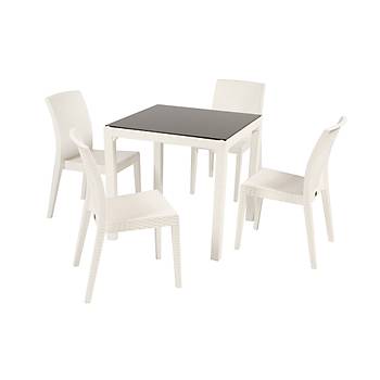 Siena Rainbow Rattan Kolsuz Sandalye Beyaz