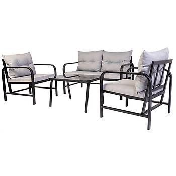 Palermo Minderli Metal kili Siyah Set, 2+1+1+S