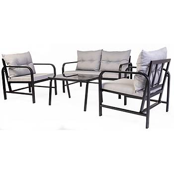 Palermo Minderli Metal kili Siyah Set, 2+1+1+S