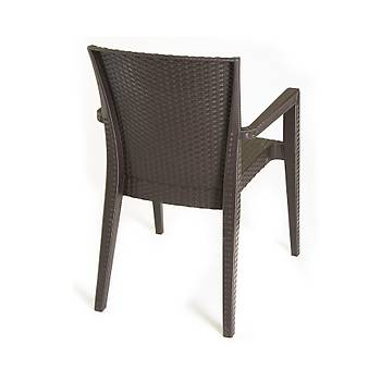 Montana Starlux Plastik Rattan Kollu Sandalye Kahve