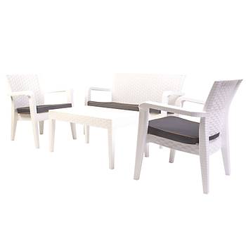 Alaska kili Beyaz Set, Minderli, 2+1+1+S