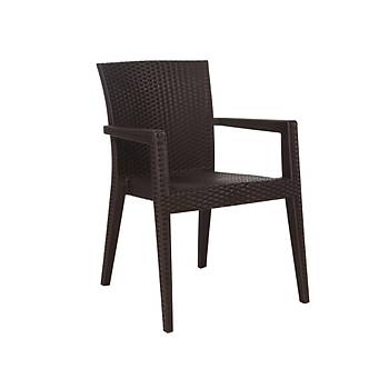 Montana Starlux Plastik Rattan Kollu Sandalye Kahve