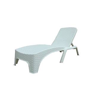 Roma Plastik Rattan ezlong Beyaz
