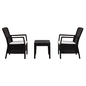 Orlando Balkon Set - Orlando Rainbow Rattan Minderli Koltuk Antrasit + Alaska XS Sehpa, 1+1+S