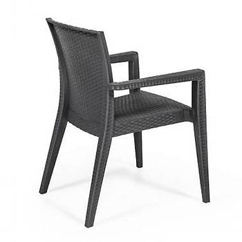 Montana Starlux Plastik Rattan Kollu Sandalye Antrasit