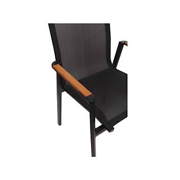 Rossi Alüminyum Kollu Tekstil Döşeme Sandalye Siyah
