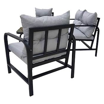 Palermo Minderli Metal kili Siyah Set, 2+1+1+S