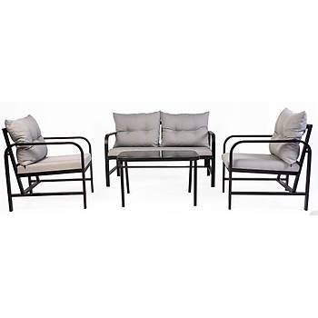 Palermo Minderli Metal kili Siyah Set, 2+1+1+S