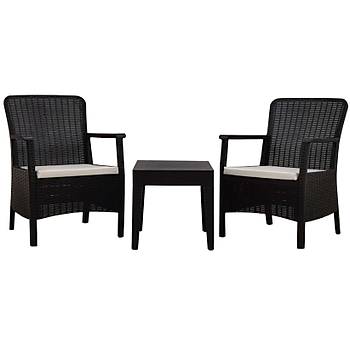 Orlando Balkon Set - Orlando Rainbow Rattan Minderli Koltuk Antrasit + Alaska XS Sehpa, 1+1+S