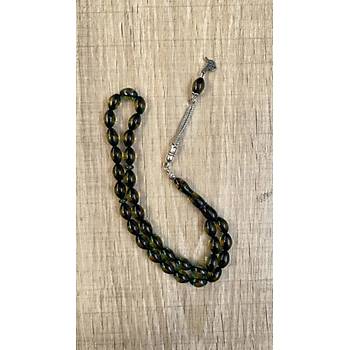 ift Renkli  Yeil Sar Srmeli Kehribar Tesbih Metal Pskll Misbah Misbaha Rosary Zikr
