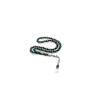 ift Renkli  Yeil Sar Srmeli Kehribar Tesbih Metal Pskll Misbah Misbaha Rosary Zikr