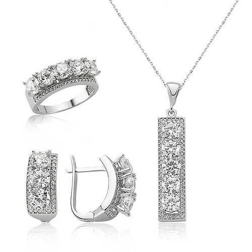 Gümüş 5 Taş Bayan Set