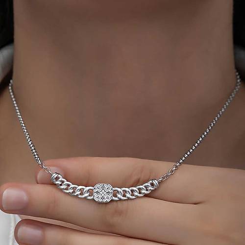 G�m�� Gurmet Zincirli Kare Baget Ta�l� Kad�n Kolye