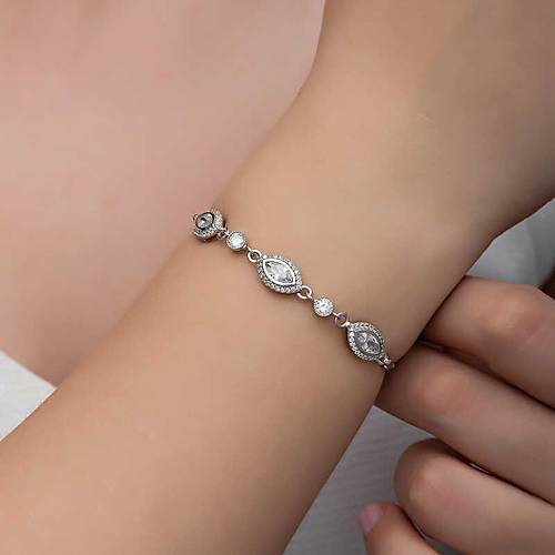 G�m�� Mekik Zirkon Ta�l� Kad�n Bileklik