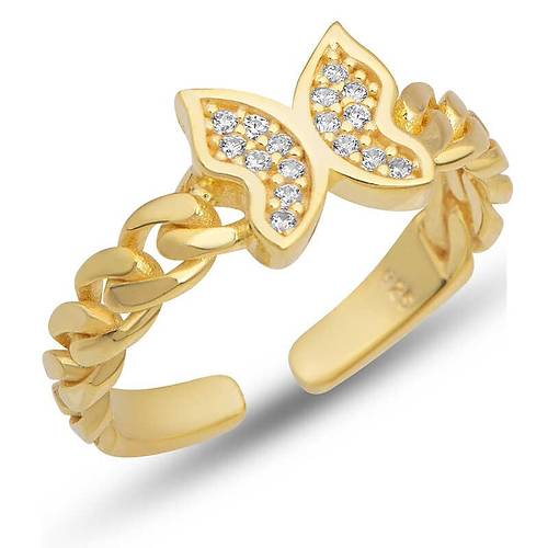 G�m�� Ayarlanabilir Gold Kelebek Kad�n Y�z�k