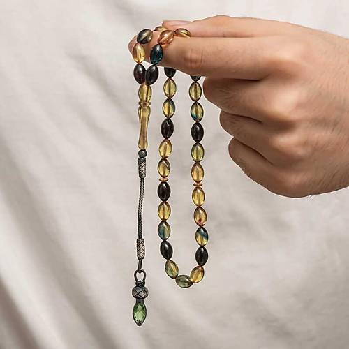 G�m�� 1000 Ayar Kazaz P�sk�ll� S�kma Kehribar Tesbih