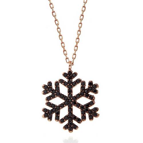 G�m�� Rose Siyah Ta�l� Kar Tanesi Kad�n Kolye
