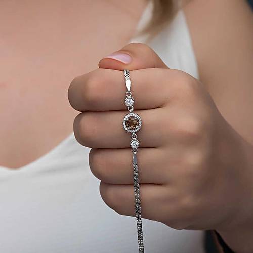 G�m�� Yuvarlak Zultanit Ta�l� Kad�n Bileklik