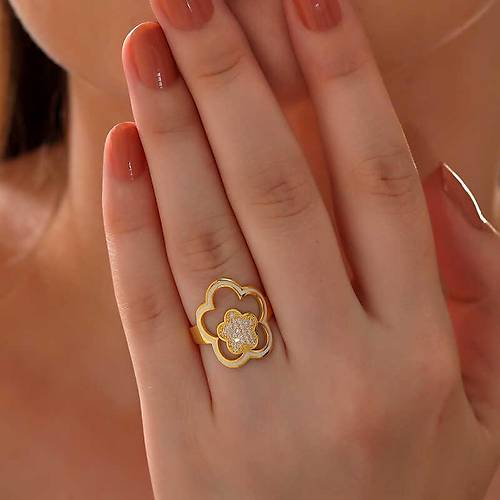 G�m�� Gold �i�ek Desenli Kad�n Y�z�k