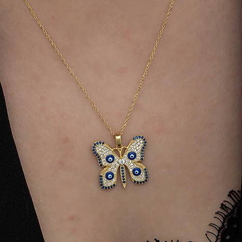 G�m�� Gold Nazarl� Kelebek Kad�n Kolye
