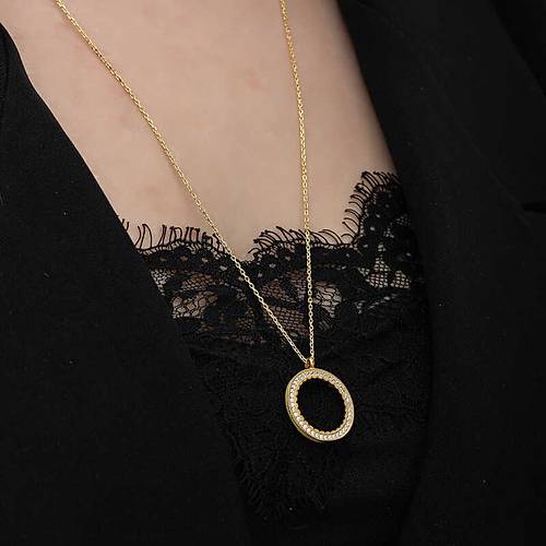 G�m�� Gold Kaplama Yuvarlak �eyrek Alt�n Tak�labilen Kad�n Kolye