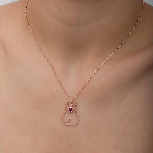 G�m�� Temmuz Ay� Do�um Ta�� Kedi Kad�n Kolye