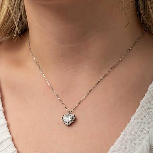 G�m�� Zirkon Ta�l� Kalp Kad�n Kolye