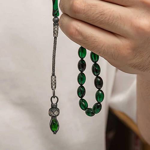 G�m�� 1000 Ayar Kazaz P�sk�ll� S�kma Kehribar Tesbih