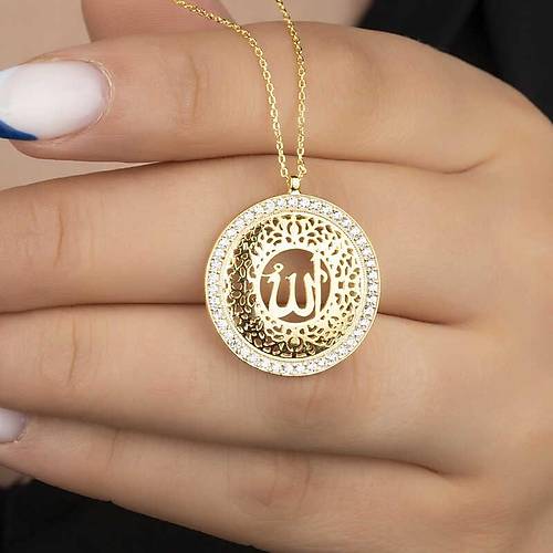G�m�� Gold Allah Yaz�l� Kad�n Kolye