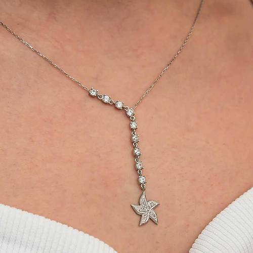 Gm Sral Zirkon Tal Deniz Yldz Kadn Kolye