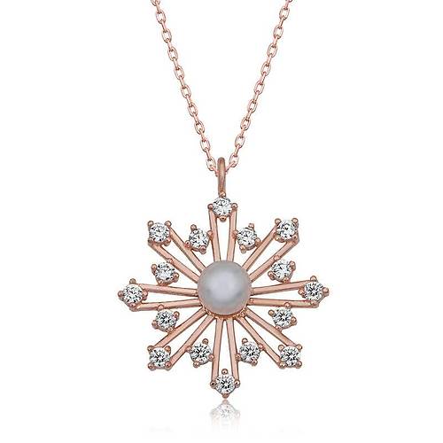 G�m�� Rose �ncili Kar Tanesi Kad�n Kolye