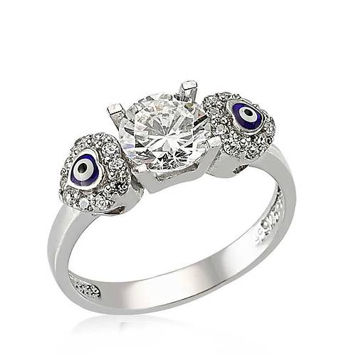 G�m�� Kalp Nazarl� Tek Ta� Bayan Y�z�k